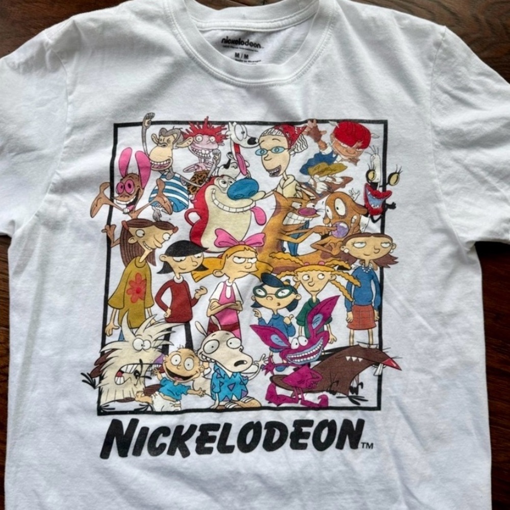 Nickelodeon 90s Nicktoons Rugrats Hey Arnold Ren Stimpy Graphic Tee M